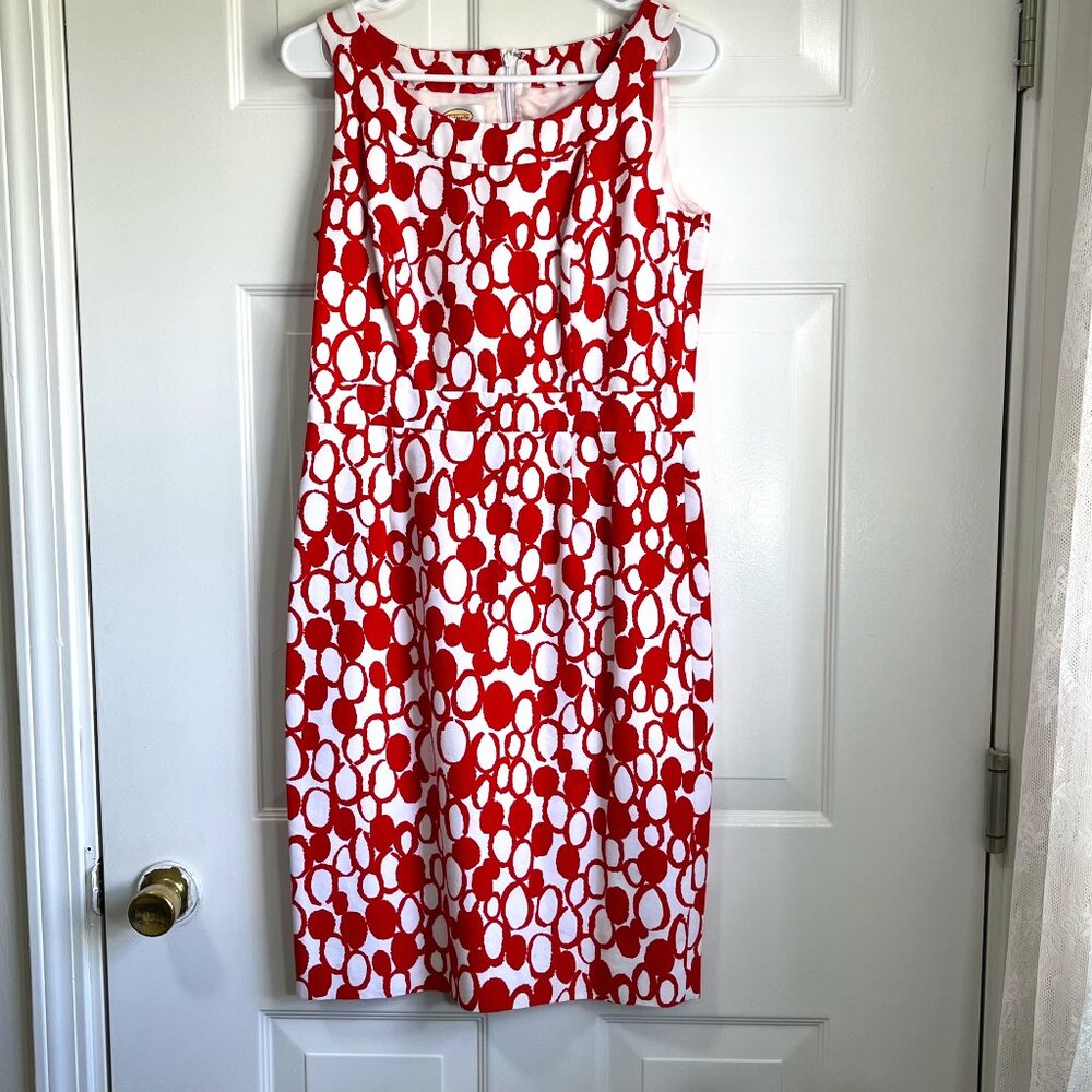 Talbots Red and White Midi Length Sleeveless Sheath Sun Dress Cotton Size 4